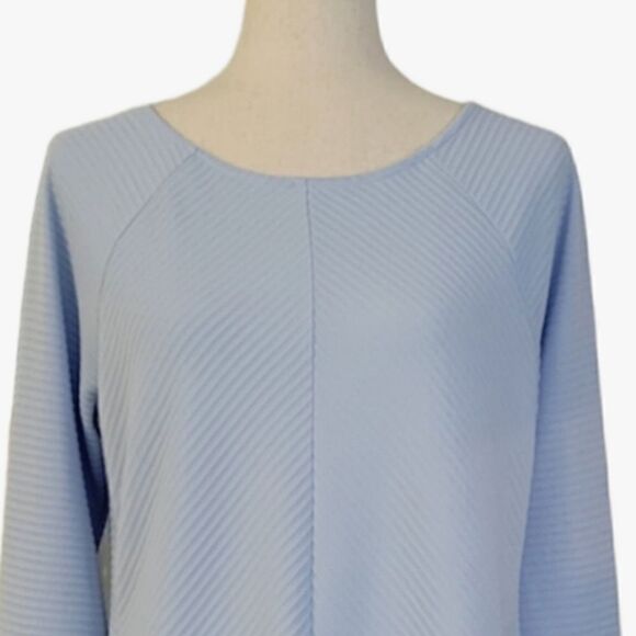 Chico's Blue Mara Mittered Ottoman Long Sleeve Blouse Size 0/S - Picture 4 of 8